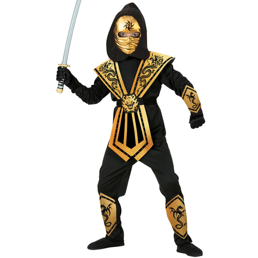 Costume Ninja Gold con Cappuccio, Corazza e Maschera 1
