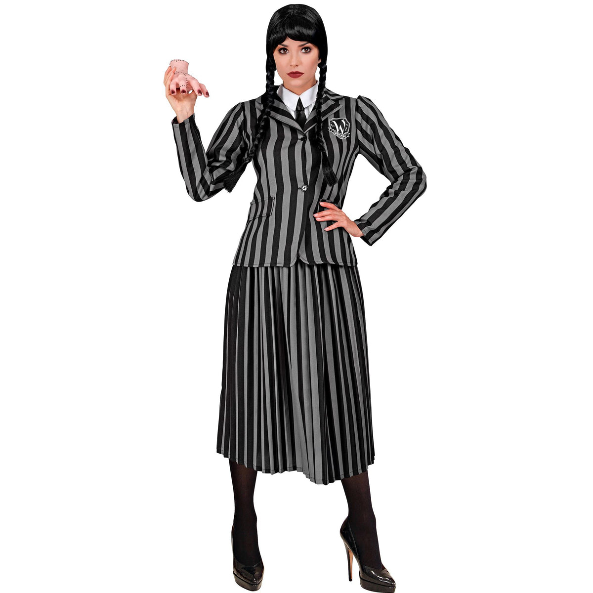 Costume Adulta Mercoledì Divisa Scolastica Famiglia Addams Halloween