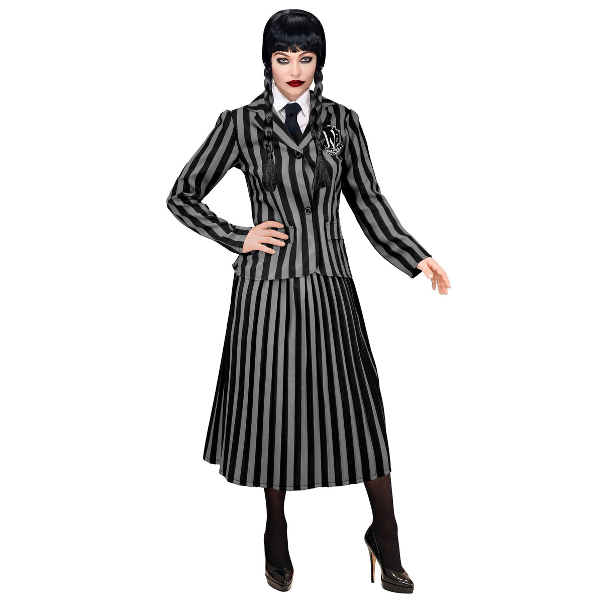 Costume Adulta Mercoledì Divisa Scolastica Famiglia Addams Halloween