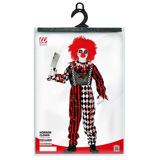 Costume Pagliaccio Horror Unisex con Tuta Intera e Collare Clown