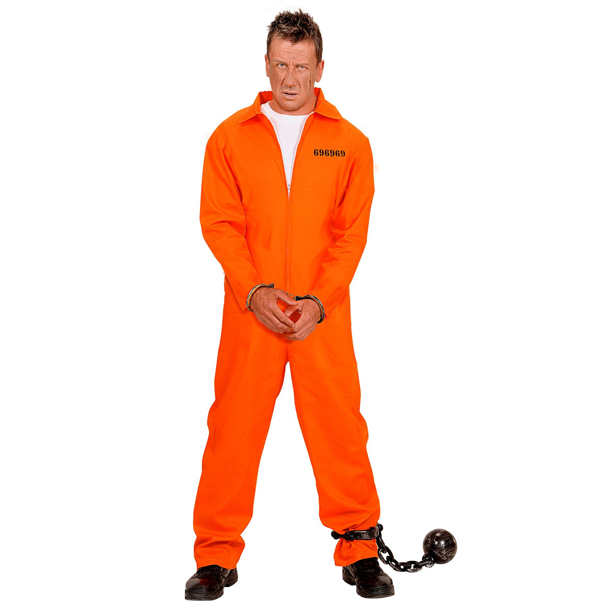 Costume Adulto Detenuto Carcerato Completo di Manette