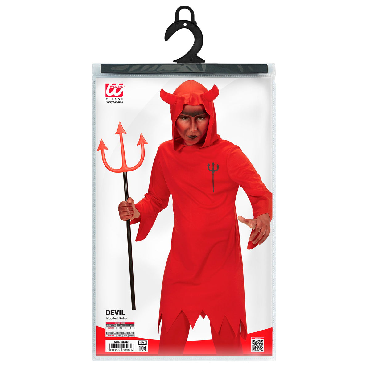 Costume Bambino Diavolo Tunica Con Cappuccio Rosso Halloween
