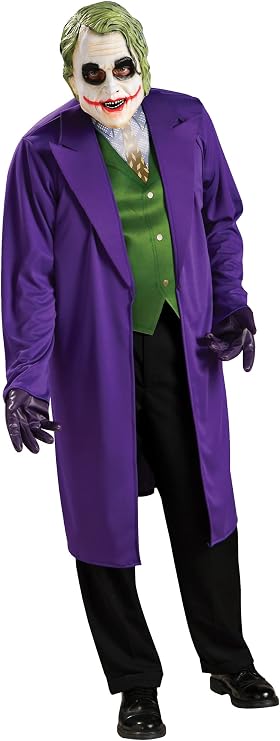 Costume Joker DC Adulto con Maschera in Lattice e Giacca con Interni Stampati Batman Cavaliere Oscuro