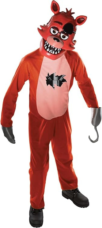 Costume Foxy Five Nights at Freddys con Tuta Intera Guanto Uncino e Maschera Rigida FNAF