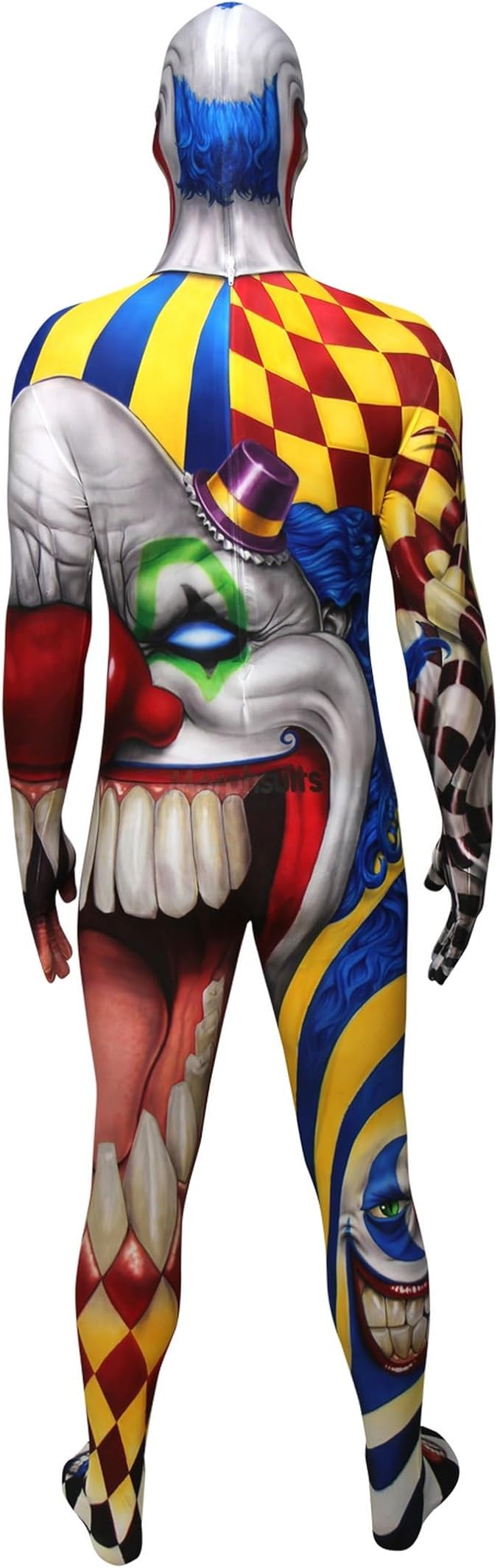 Costume Adulto Morphsuits The Clown Tuta Integrale con Cappuccio e Maschera Halloween