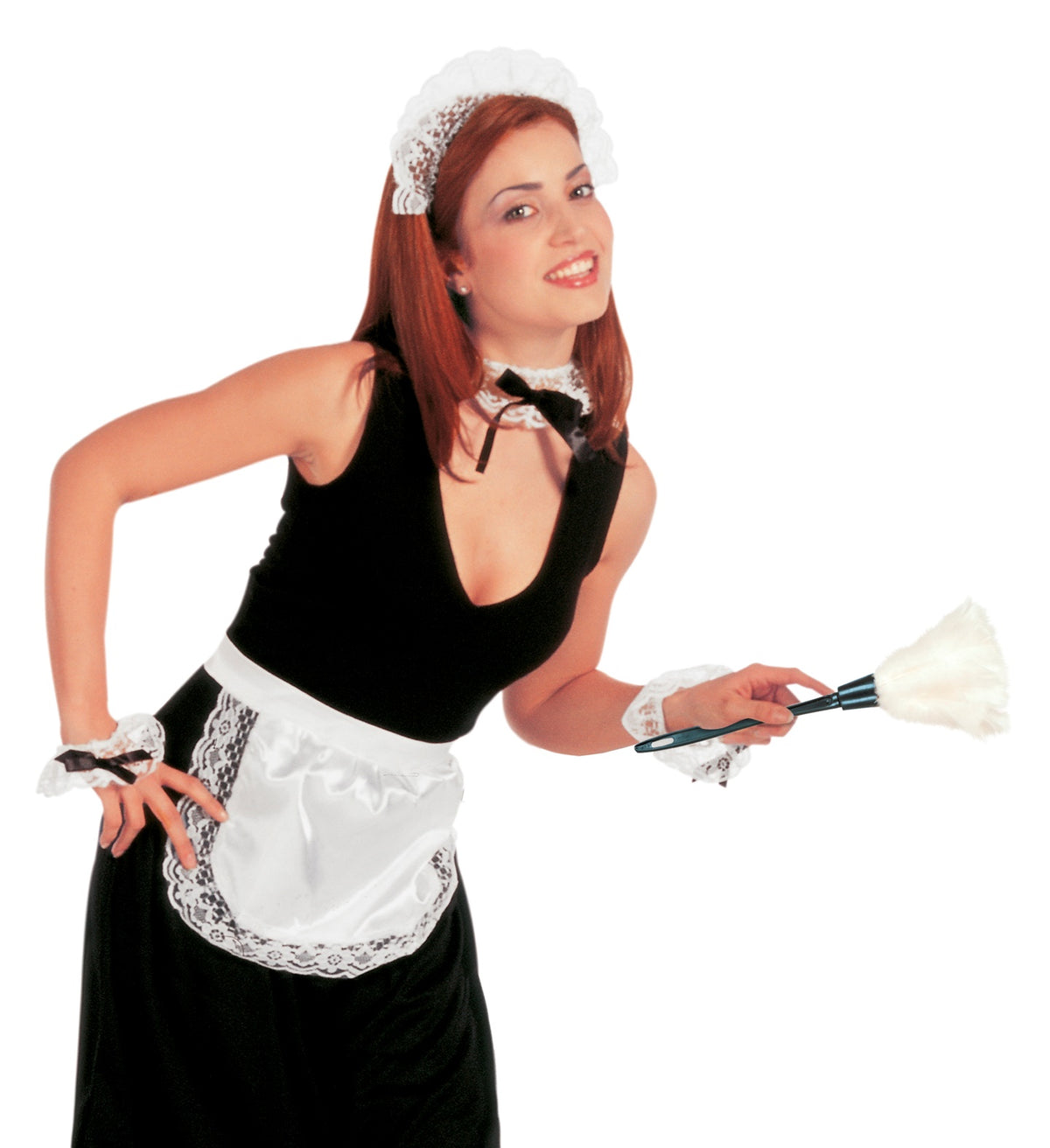 Set Travestimento da Cameriera (Copricapo, Collarino, Polsini, Gonna e Grembiule)