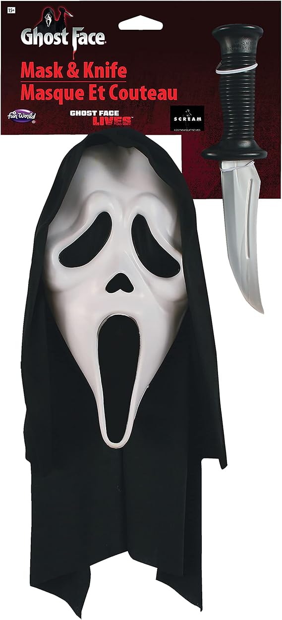 Set Maschera e Coltello Ghost Face Originale Scream Classica Horror Halloween