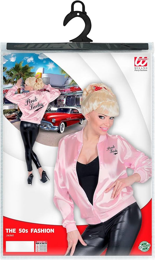 Giacchetto Pink Ladies in Raso Anni 50 Bomber Grease Lady Rosa Pin Up