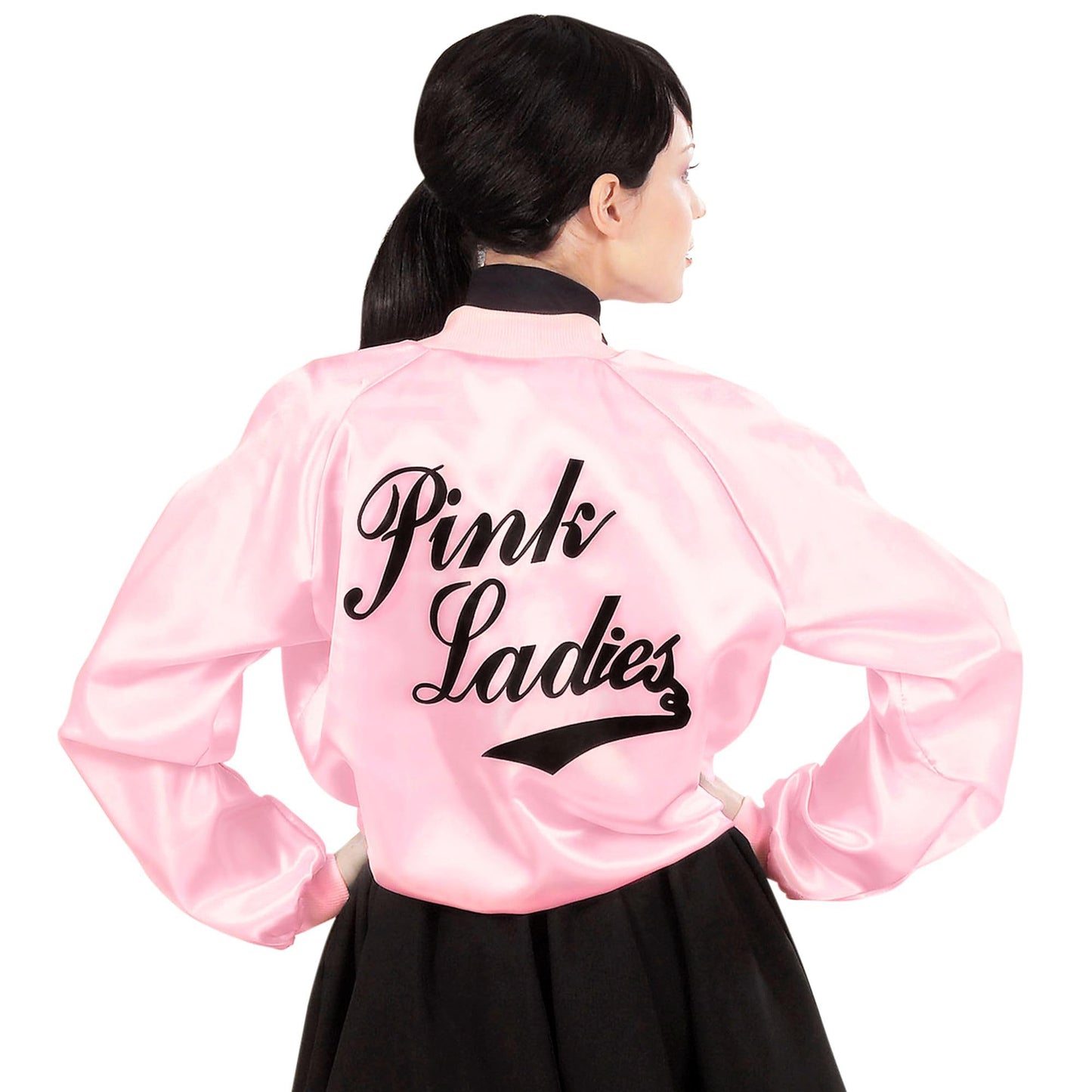 Giacchetto Pink Ladies in Raso Anni 50 Bomber Grease Lady Rosa Pin Up