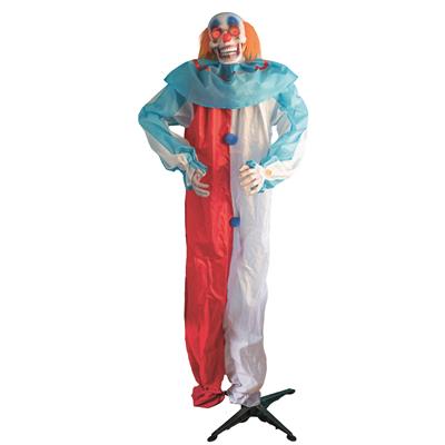 Clown Su Piedistallo Pagliaccio Colorato Animatronica con Luce Suono e Movimento H 174 cm