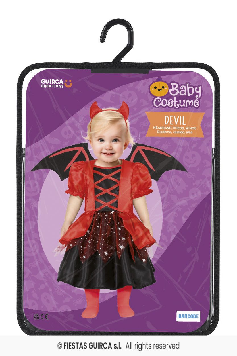 Costume Neonata Diavoletta Abito con Ali e Cerchietto