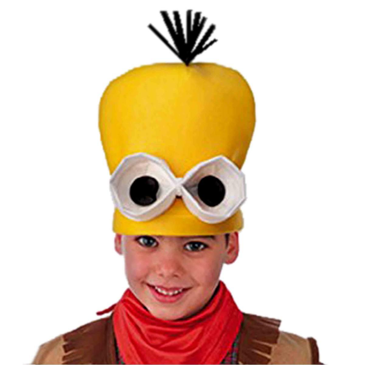 Copricapo Minions Cappello Giallo con Occhiali in Tessuto Taglia Unica Bambino