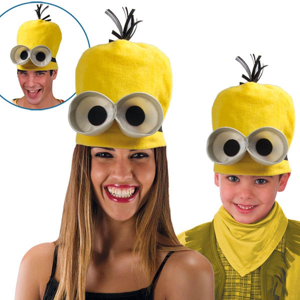 Copricapo Minions Cappello Giallo con Occhiali in Tessuto Taglia Unica Bambino