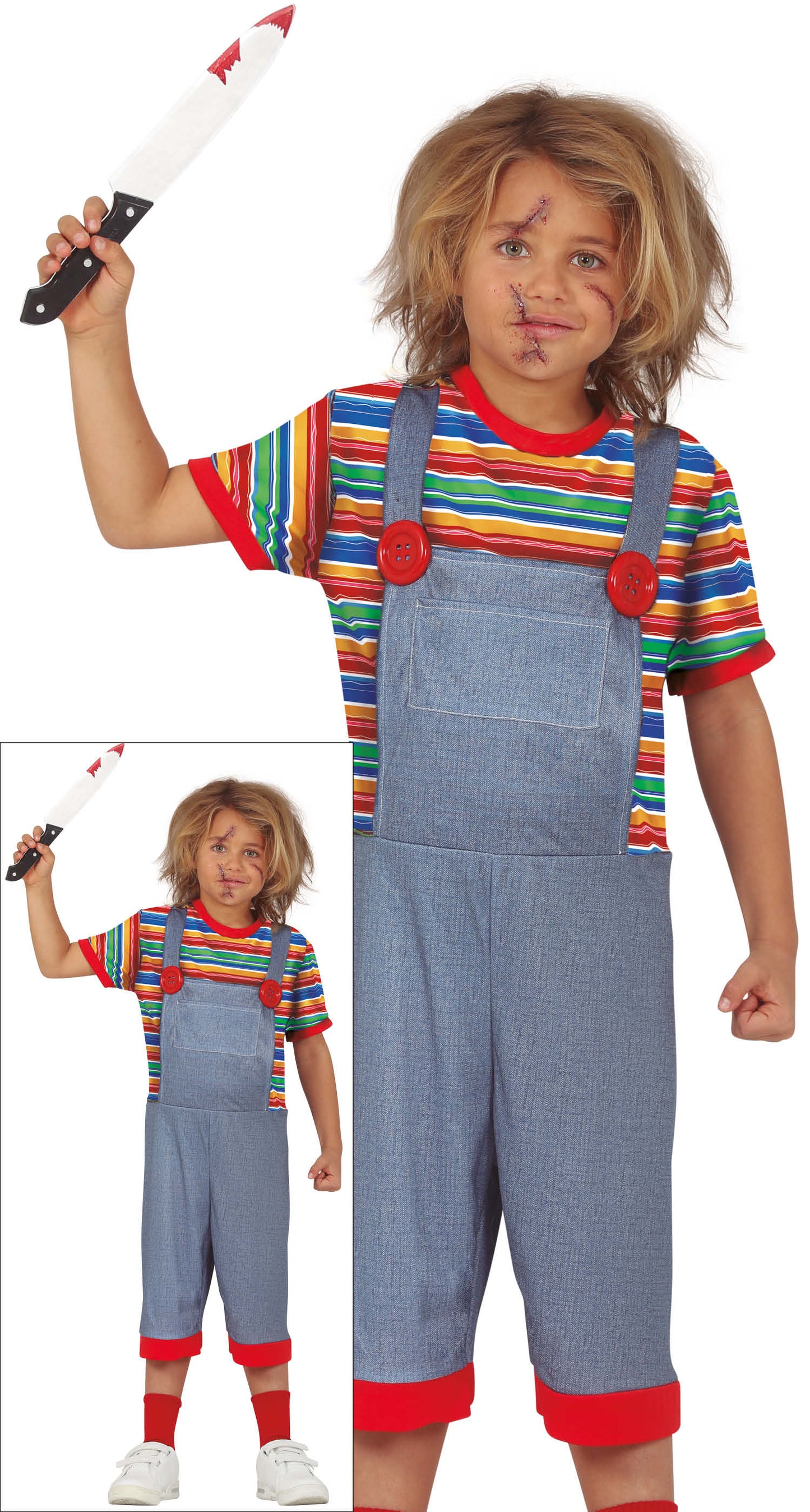 Costume Chucky Bambino Unisex Bambola Assassina Cinema Horrora  1