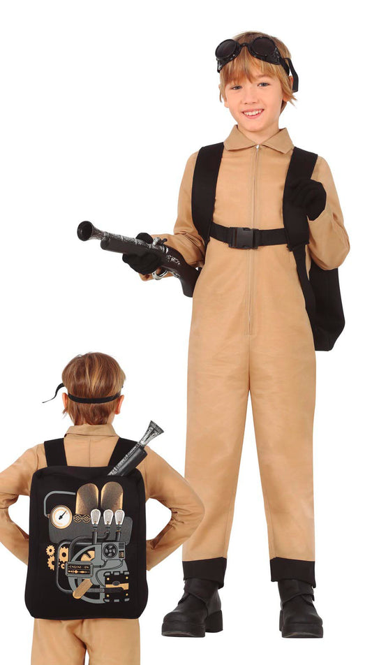 Costume Cacciatore di Fantasmi con Mochila e Monocolore 1