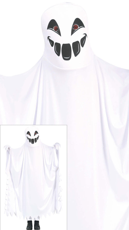 Costume Fantasma Bianco Horror Tunica con Cappuccio Bambino Halloween 1