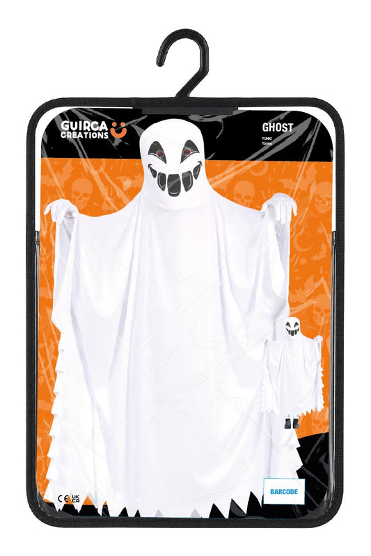 Costume Fantasma Bianco Horror Tunica con Cappuccio Bambino Halloween 5