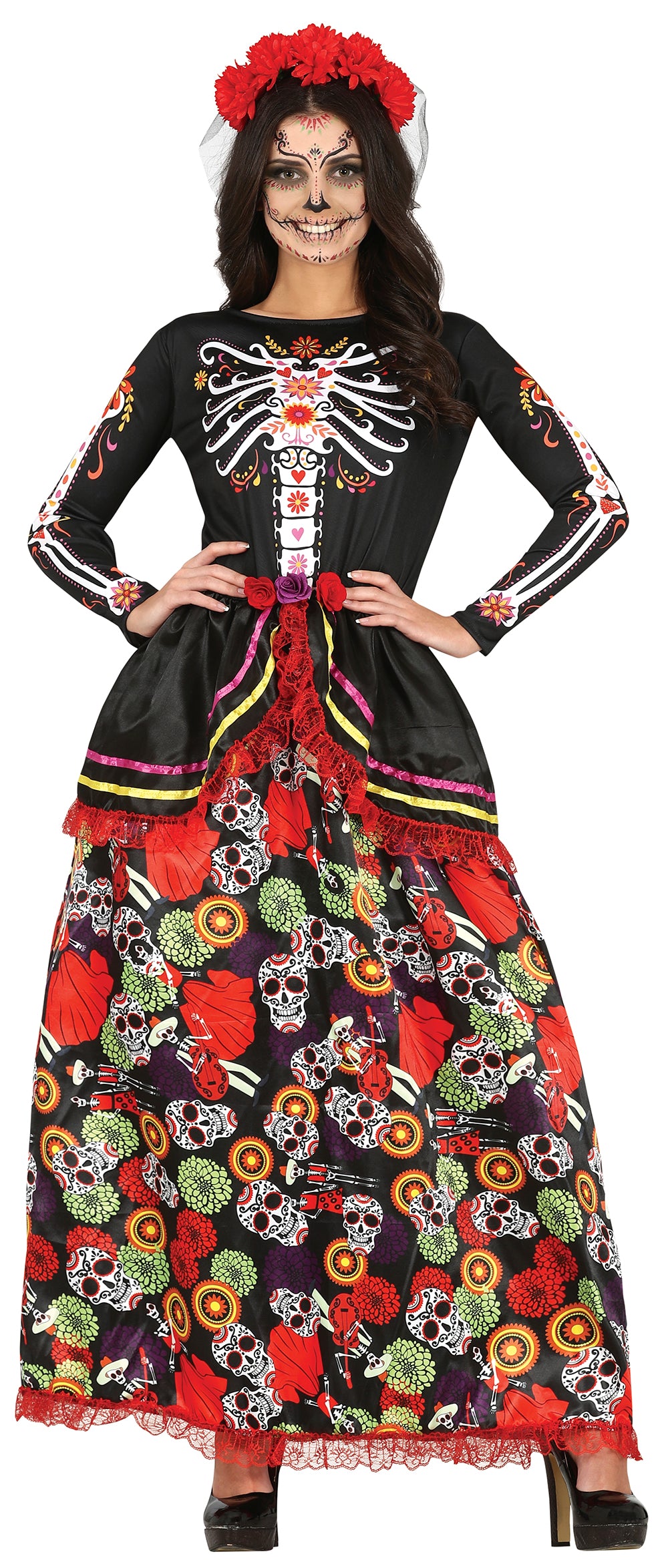 Costume Catrina con Diadema e Vestito 3