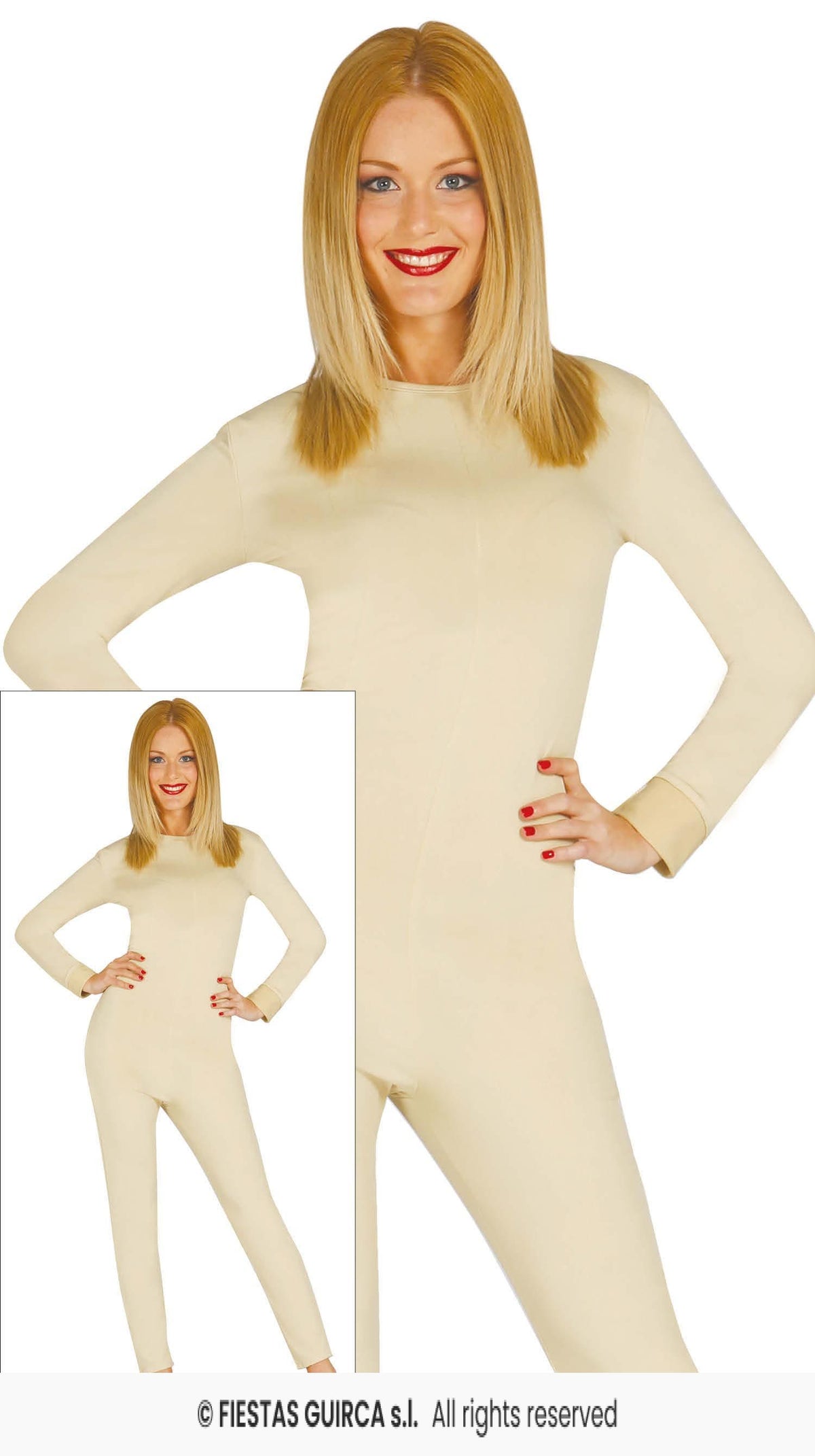 Costume Donna Tuta Intera Color Carne Effetto Nudo