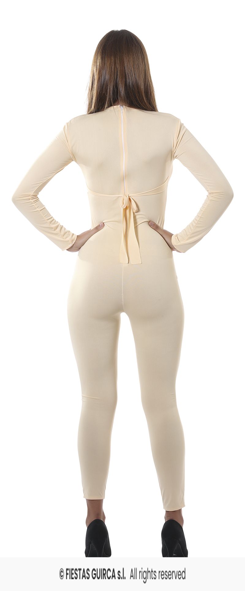 Costume Donna Tuta Intera Color Carne Effetto Nudo