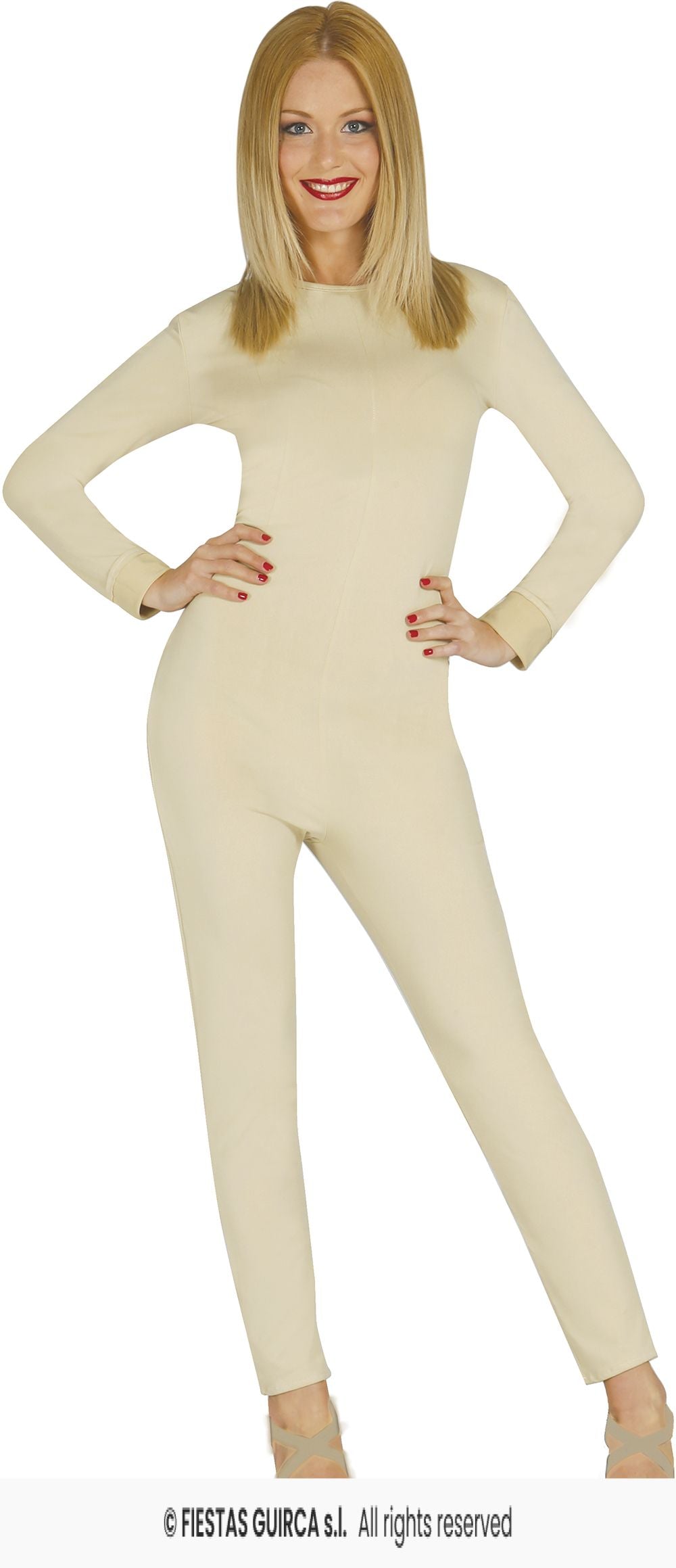 Costume Donna Tuta Intera Color Carne Effetto Nudo