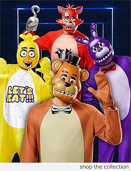 Costume Foxy Five Nights at Freddys con Tuta Intera Guanto Uncino e Maschera Rigida FNAF