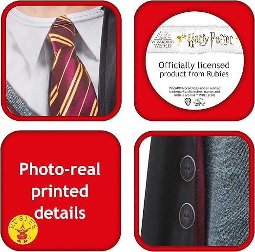 Costume Harry Potter Bambino con Occhiali e Bacchetta Grifondoro Originale