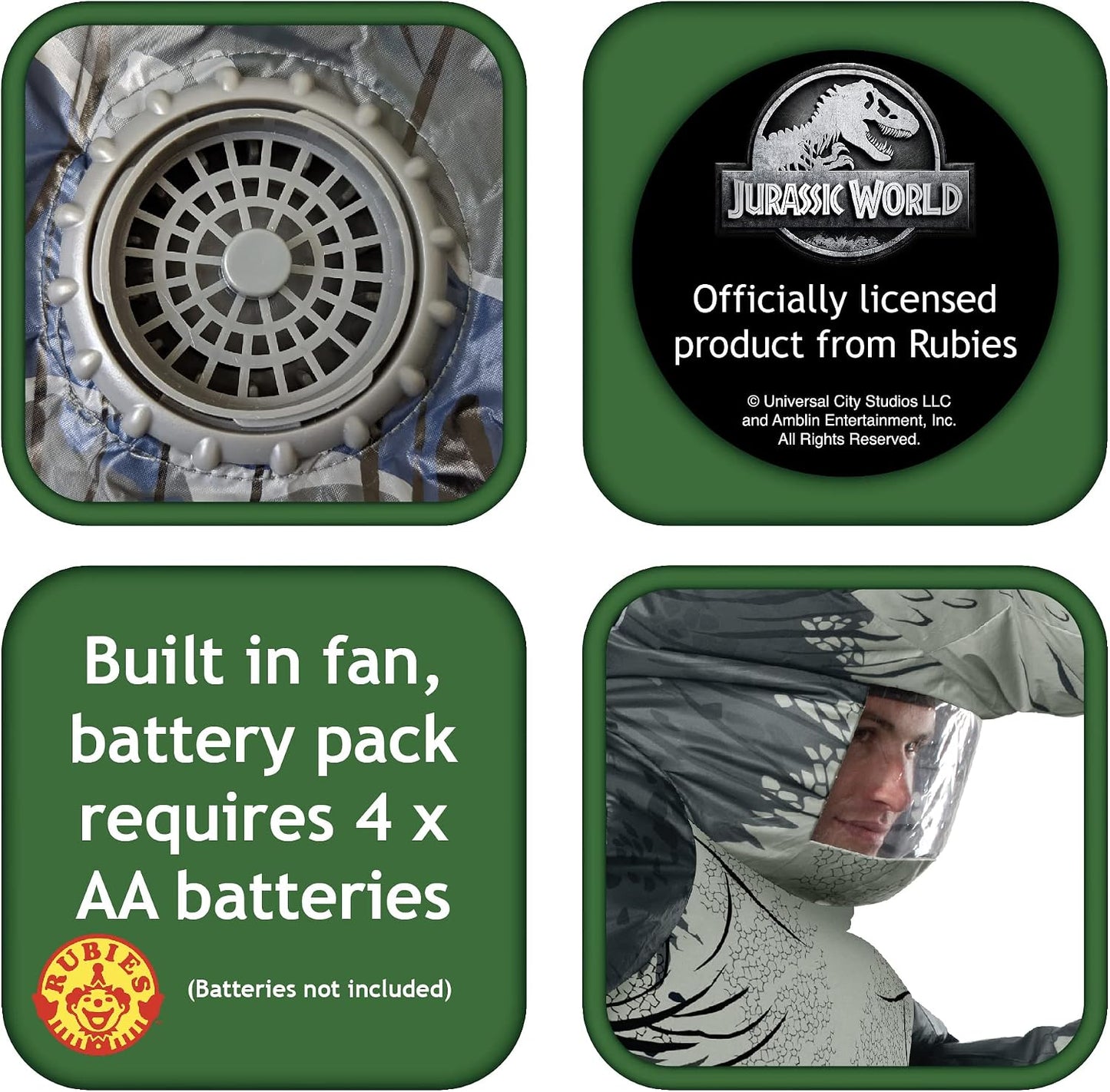Costume Dinosauro Velociraptor Gonfiabile Jurassic World Blue Jurassic Park