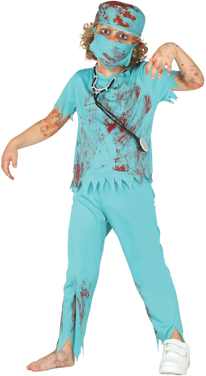 Costume Chirurgo Zombie con Camiseta, Cofia, Mascarilla e Pantalon 3