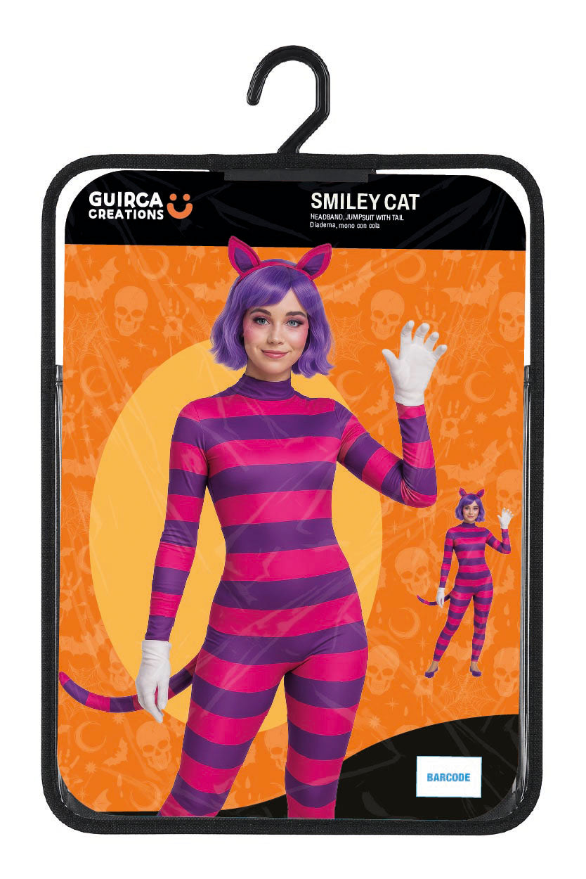 Costume Donna Stregatto Tuta Con Coda e Cerchietto Gatto Alice Nel Paese Delle Meraviglie