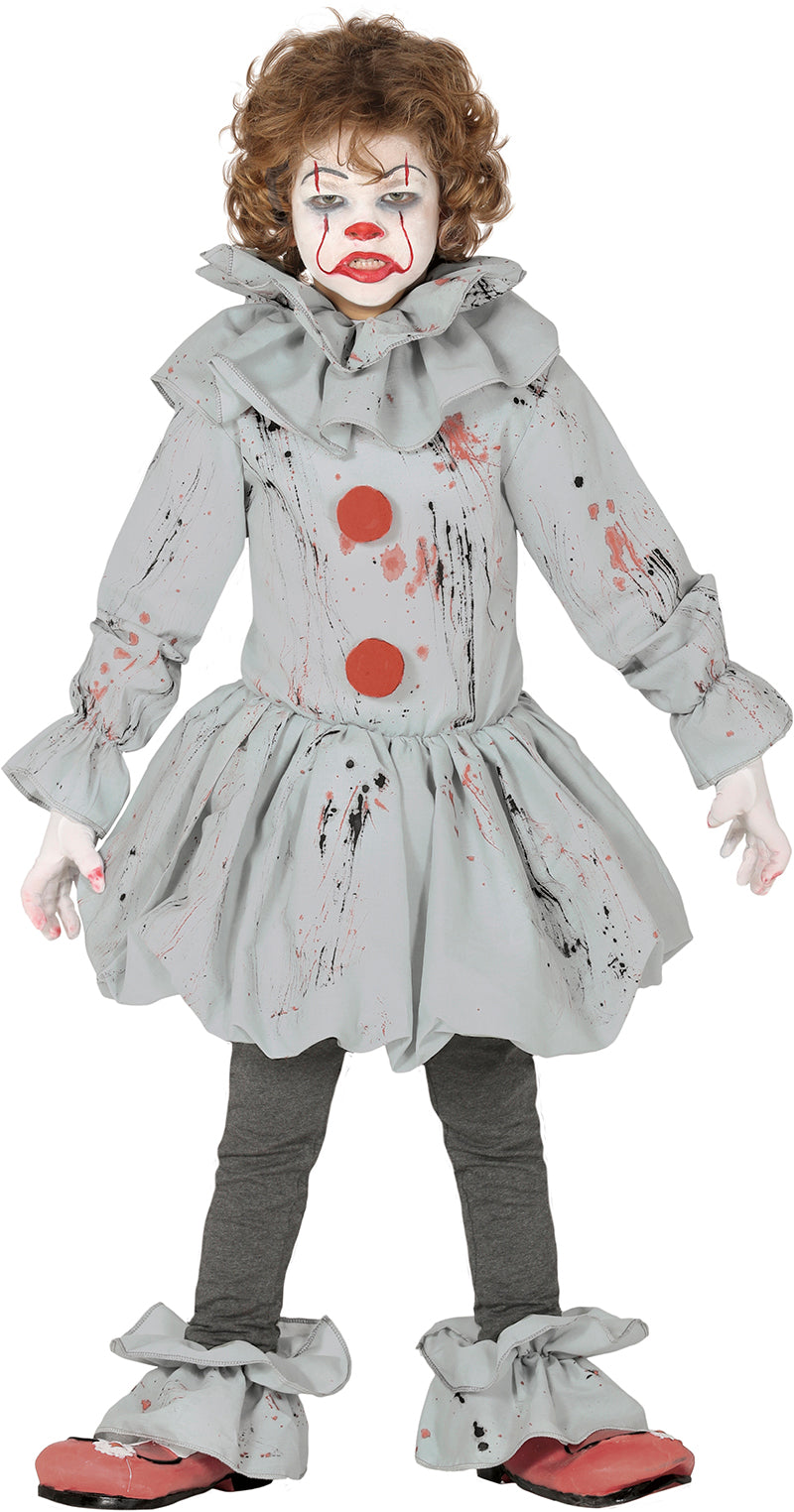 Costume Ragazzo Pagliaccio con Cubrebotas, Cuello e Vestido 3