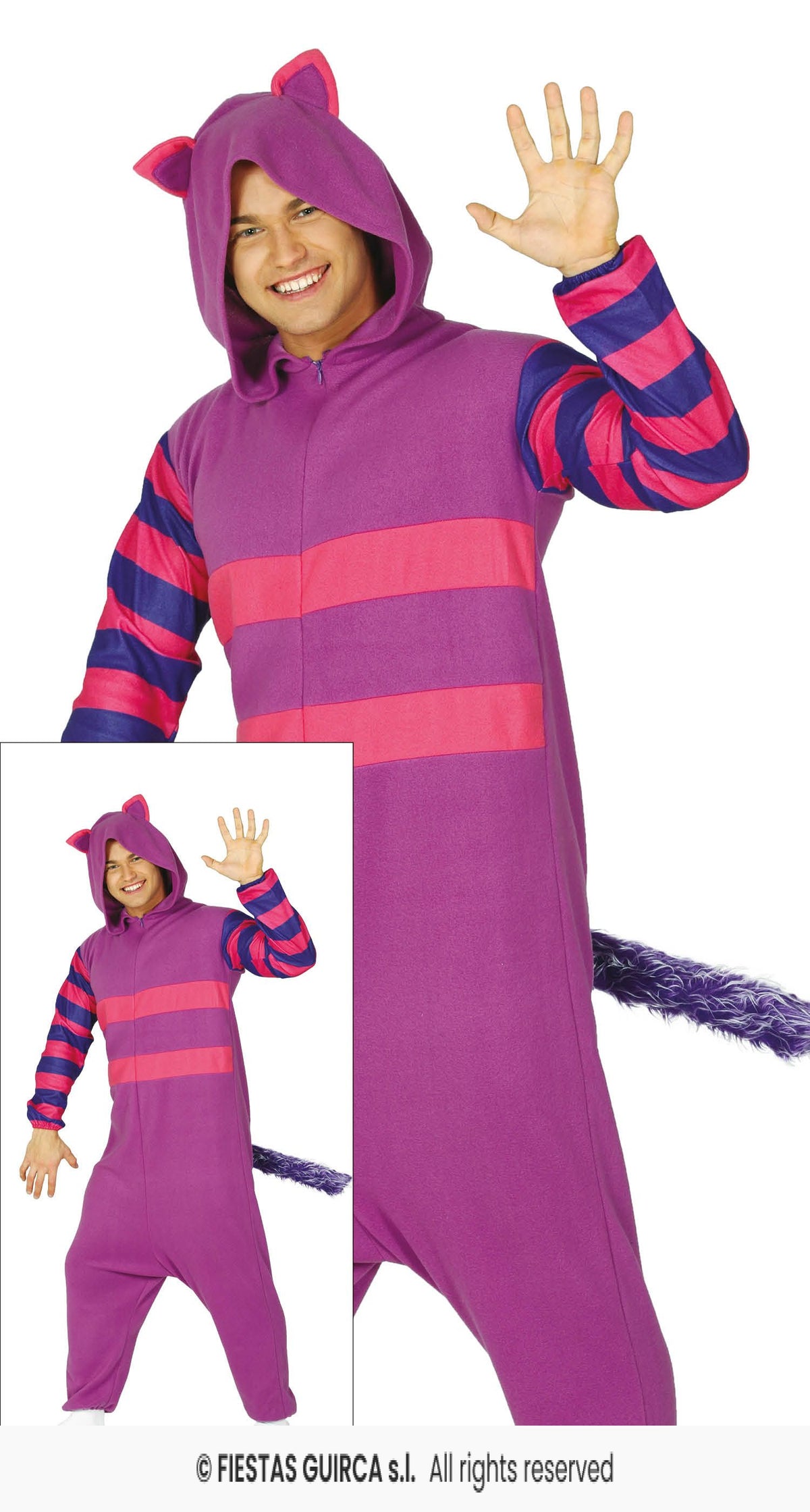 Costume Tuta Intera Pigiama Adulto Stregatto Alice Nel Paese Delle Meraviglie