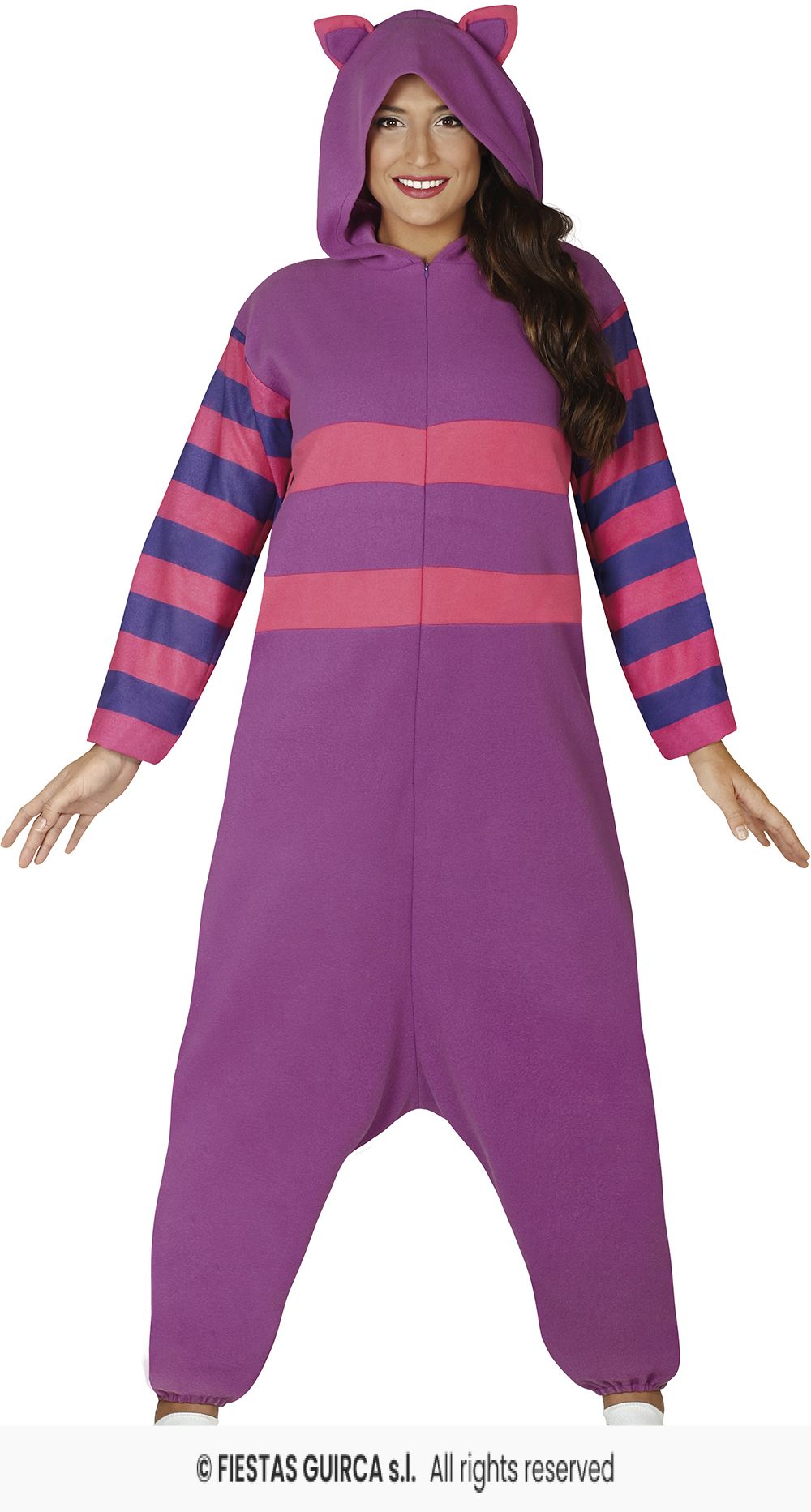 Costume Tuta Intera Pigiama Adulto Stregatto Alice Nel Paese Delle Meraviglie