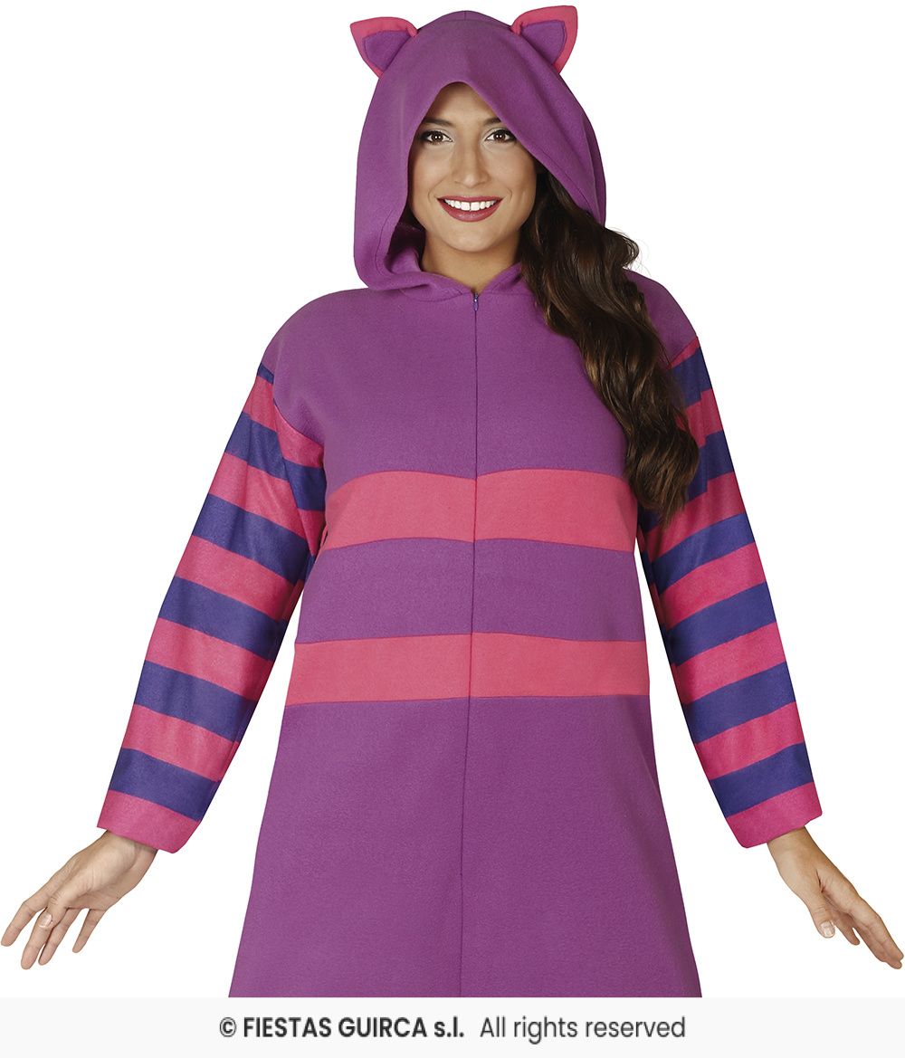Costume Tuta Intera Pigiama Adulto Stregatto Alice Nel Paese Delle Meraviglie