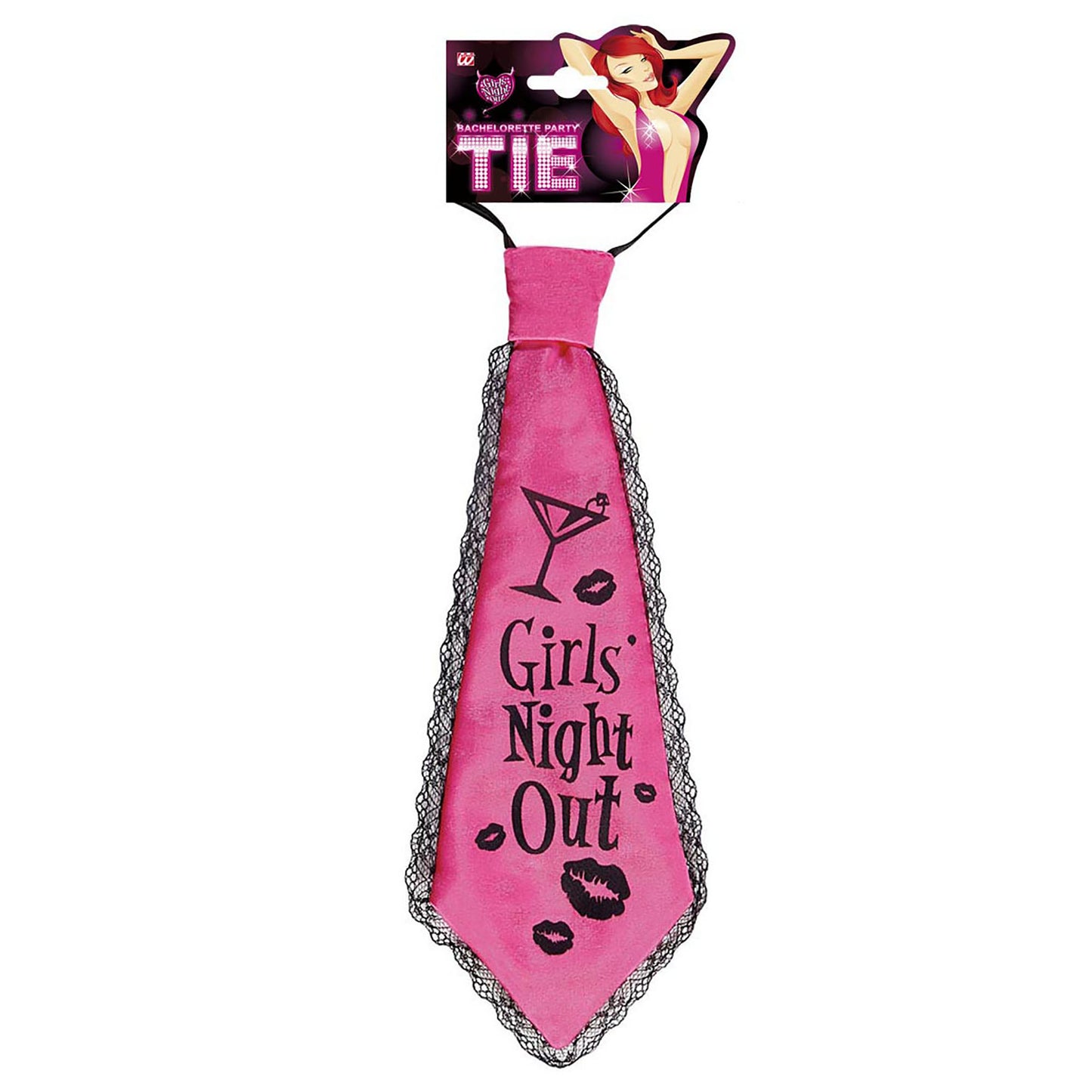 Cravatta Girls Night Out in Raso Fuxia e Pizzo Nero Addio al Nubilato