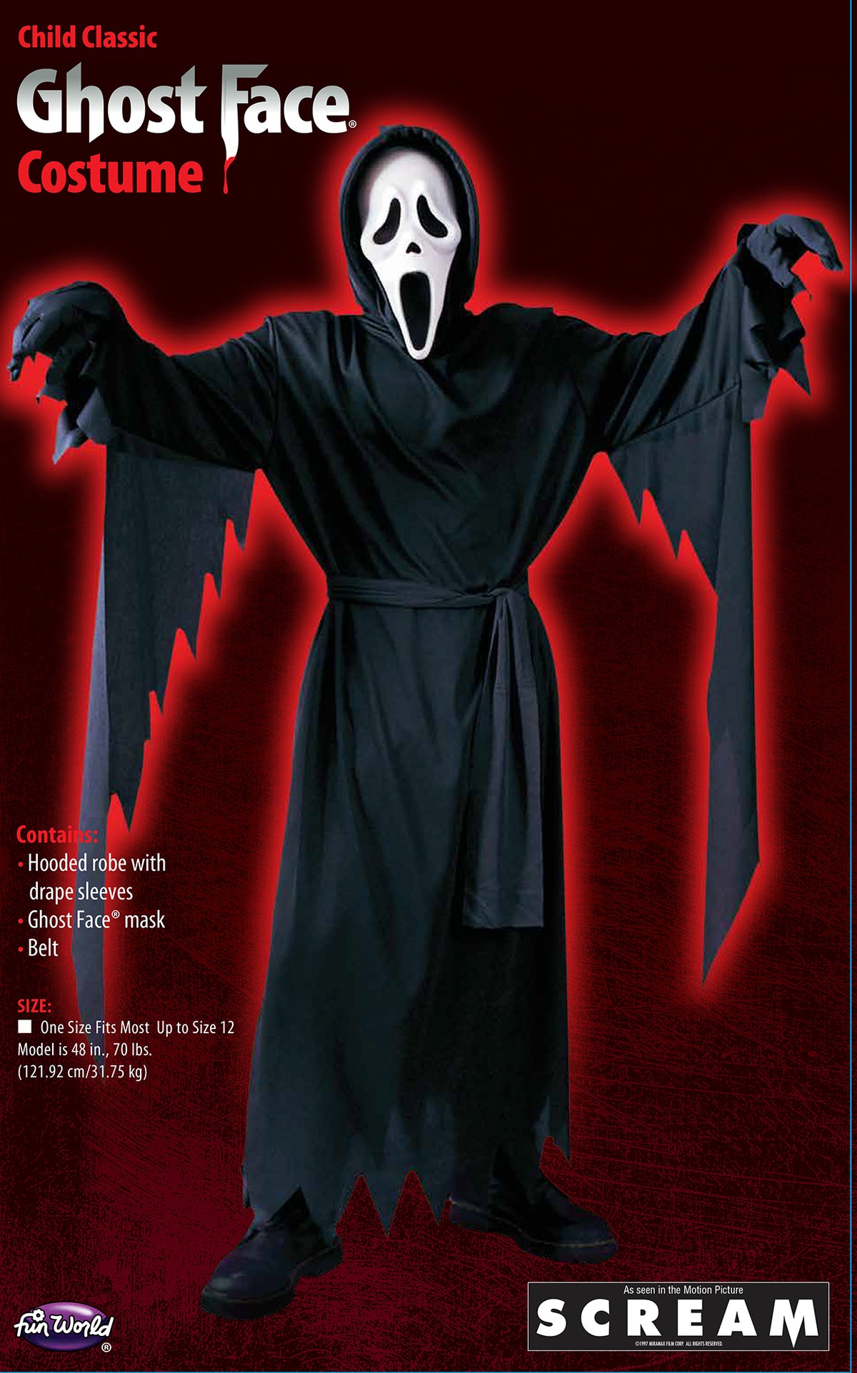 Costume Bambino Ghost Face Originale Classico Completo Scream Halloween