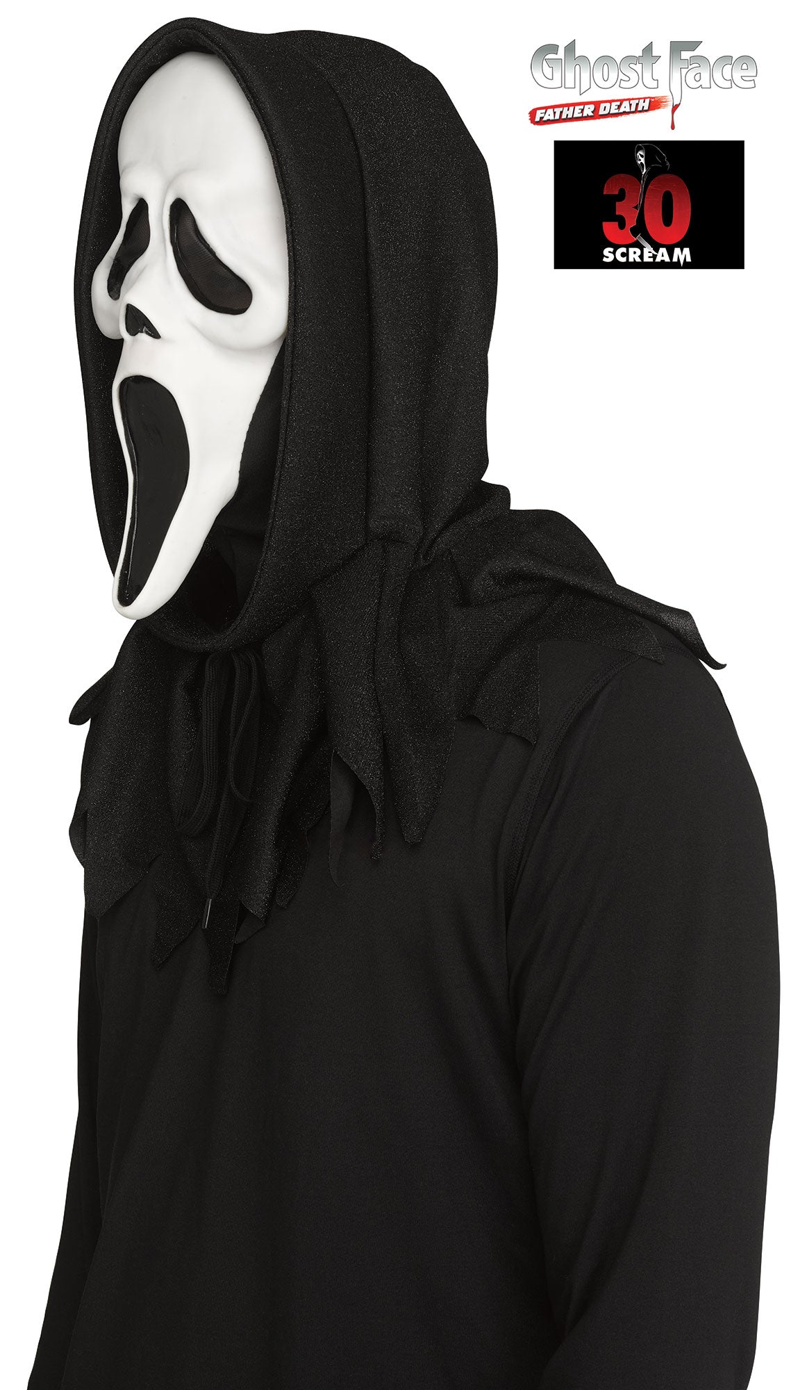 Maschera in Lattice 30° Anniversario Ghost Face con Cappuccio Glitterato Originale Fluorescente Gusto Vaniglia
