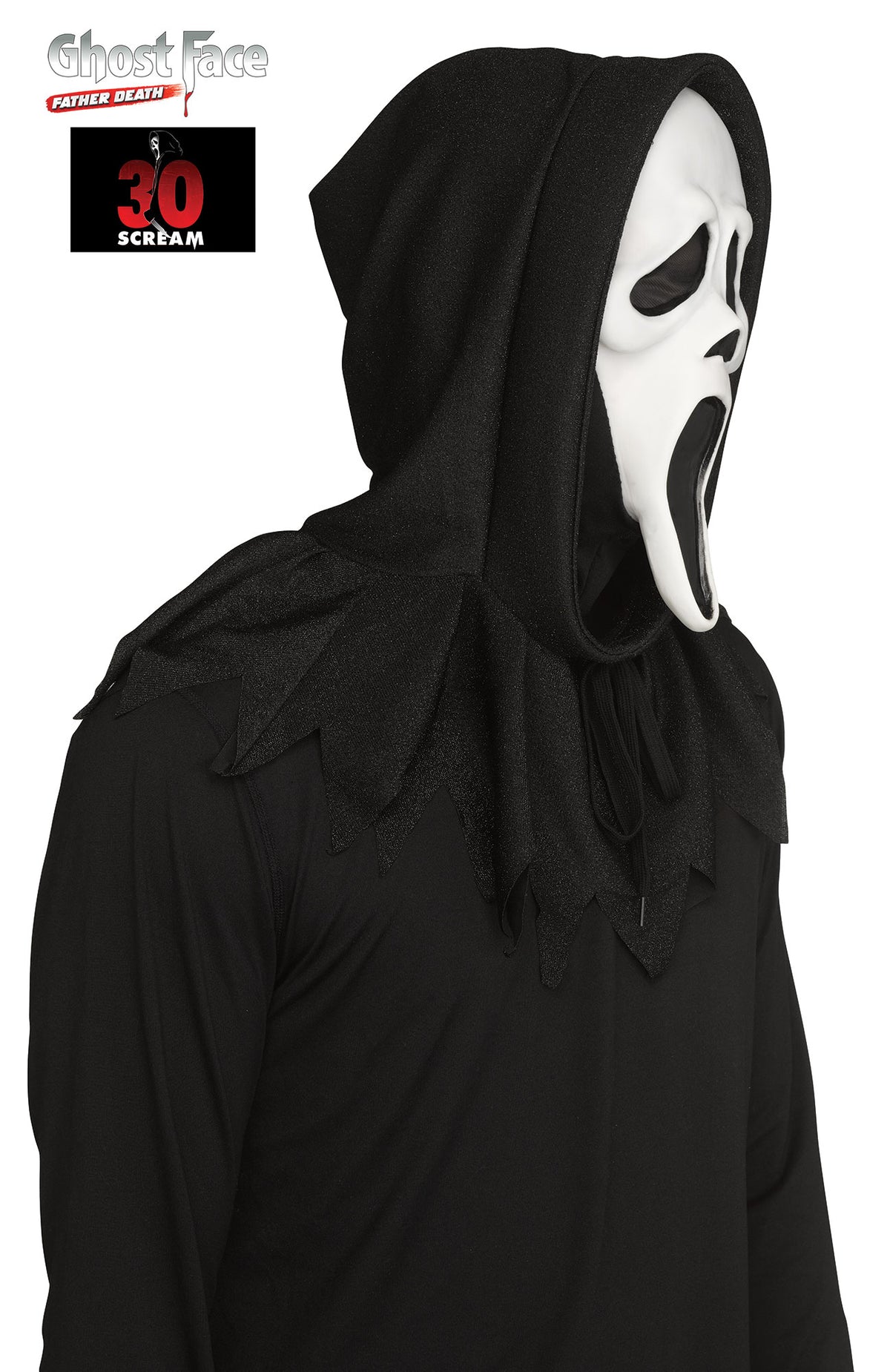 Maschera in Lattice 30° Anniversario Ghost Face con Cappuccio Glitterato Originale Fluorescente Gusto Vaniglia