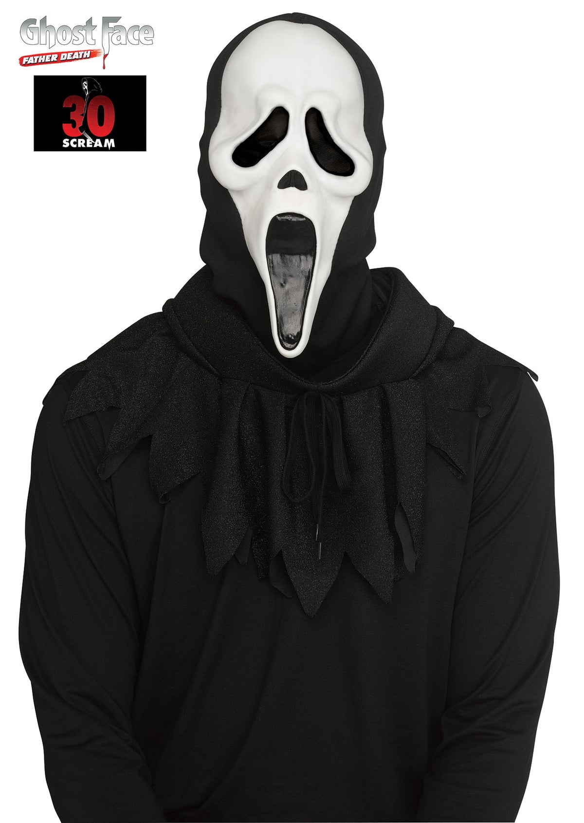 Maschera in Lattice 30° Anniversario Ghost Face con Cappuccio Glitterato Originale Fluorescente Gusto Vaniglia