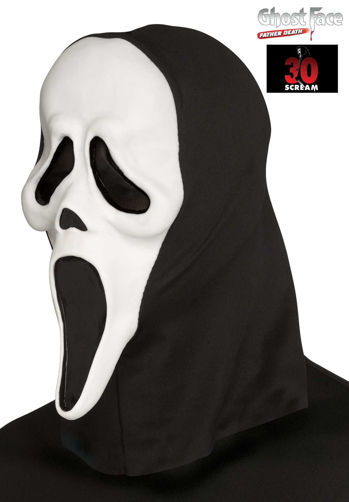 Maschera in Lattice 30° Anniversario Ghost Face con Cappuccio Glitterato Originale Fluorescente Gusto Vaniglia