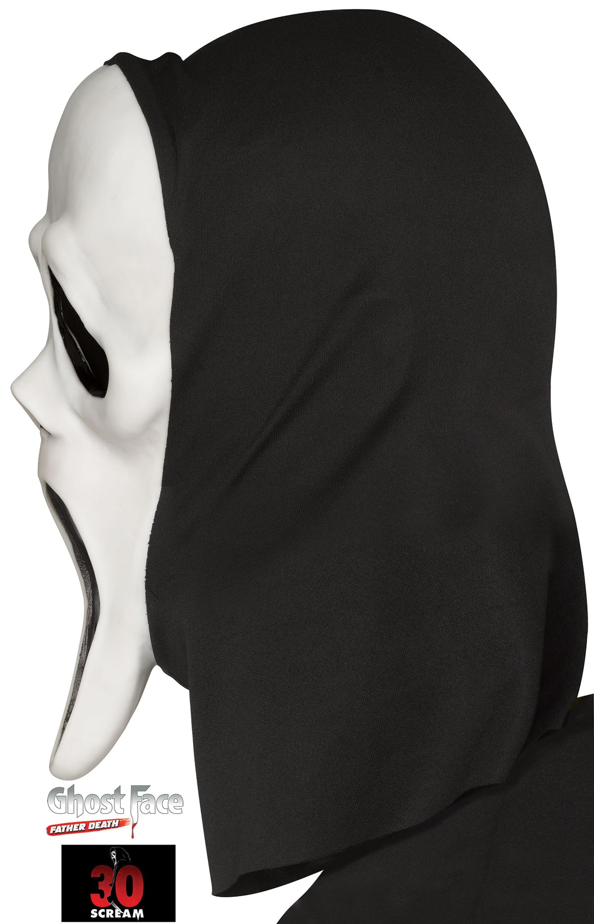 Maschera in Lattice 30° Anniversario Ghost Face con Cappuccio Glitterato Originale Fluorescente Gusto Vaniglia