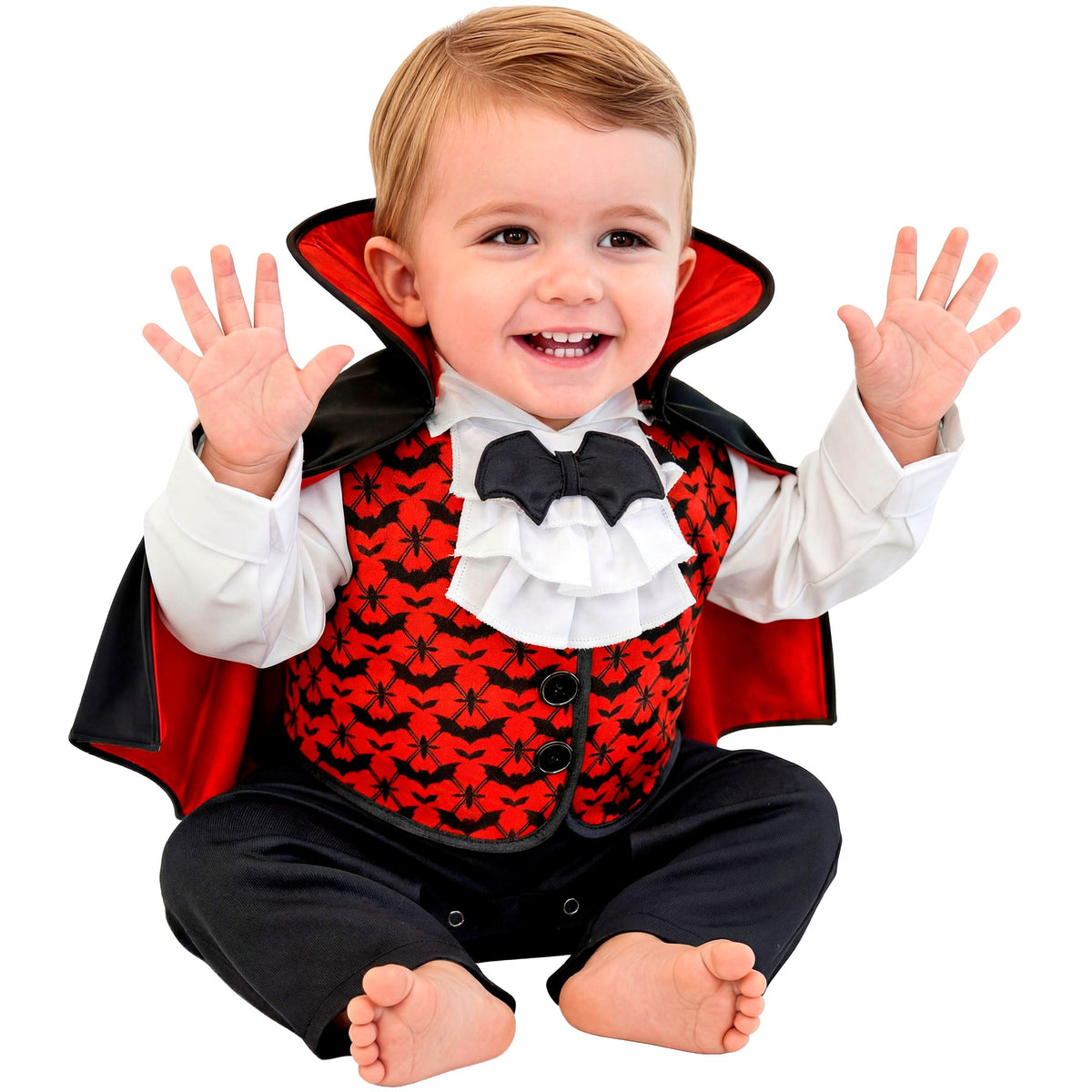 Costume Neonato Vampiro Tuta con Mantello Horror Halloween