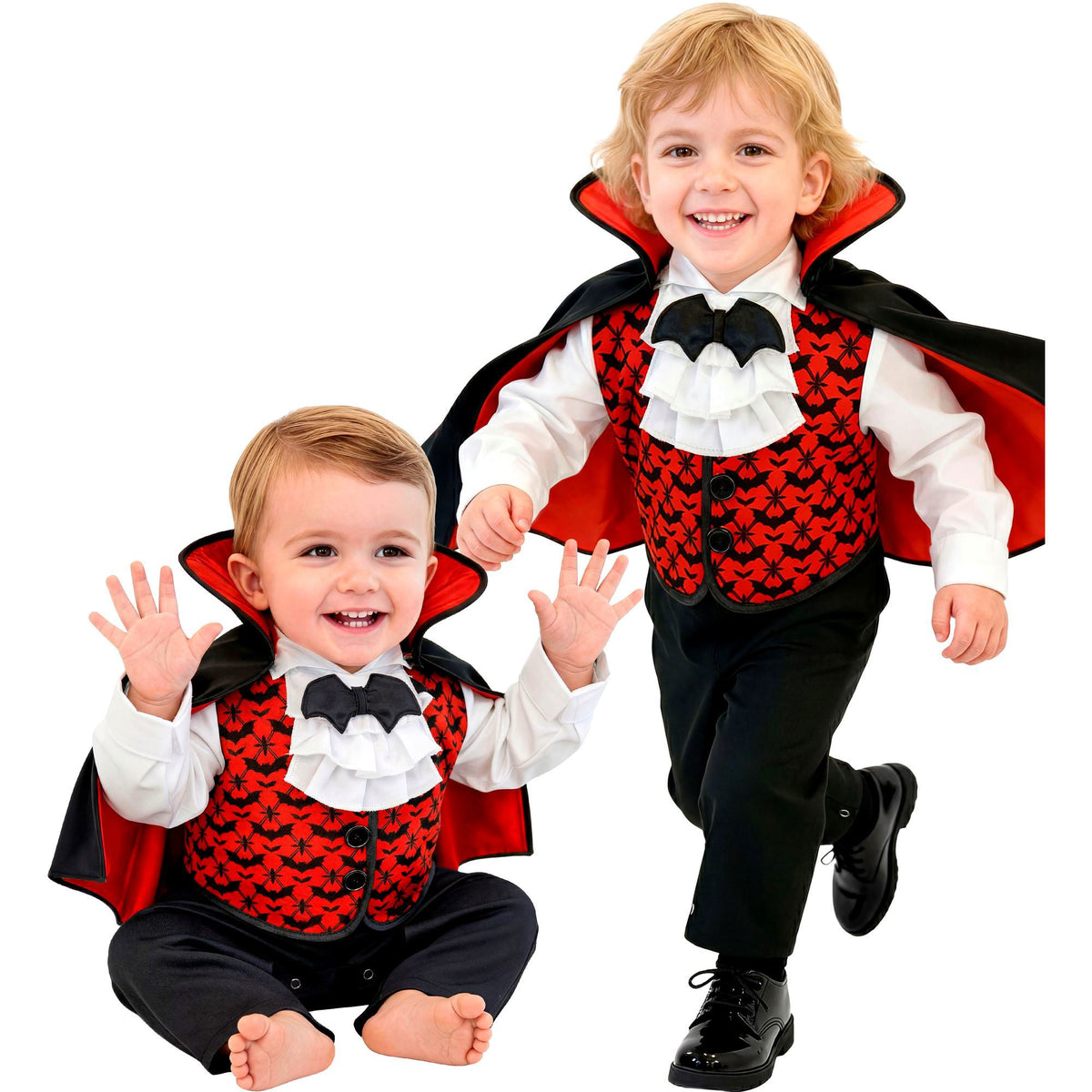 Costume Neonato Vampiro Tuta con Mantello Horror Halloween