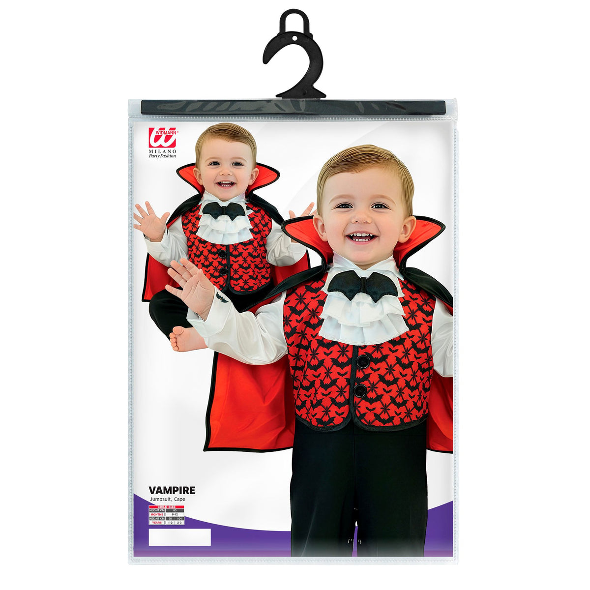 Costume Neonato Vampiro Tuta con Mantello Horror Halloween