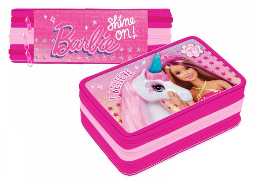Astuccio 3 Zip Barbie Unicorno Originale Mattel Completo 44 Pezzi Giotto Scuola