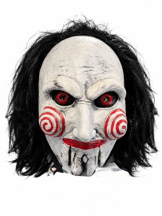 Maschera In Lattice con Parrucca Saw L'Enigmista Billy Jigsaw Replica Cinema Horror