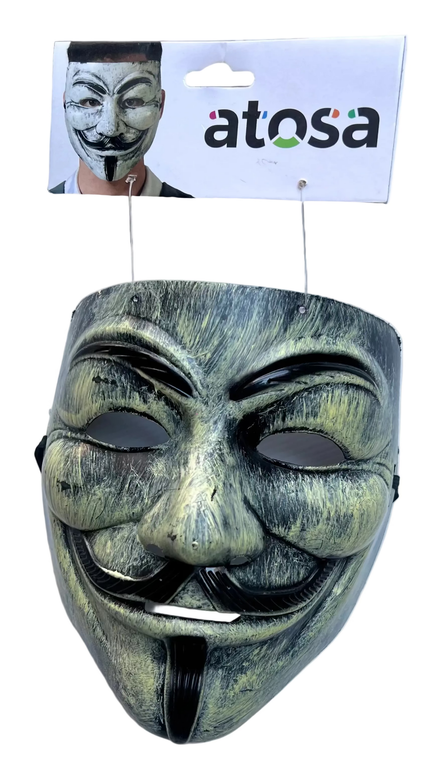 Maschera V per Vendetta Anonymous PVC rigida con Elastico