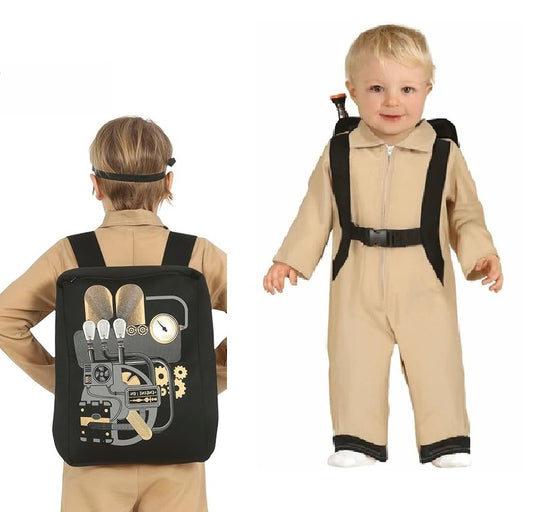 Costume Acchiappafantasmi Neonato Tunica Intera con Zainetto Ghostbuster Halloween