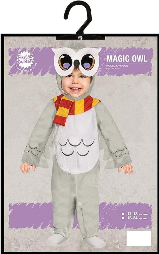 Costume Gufetto Neonato Grifondoro Tutain Pile e Cuffietta Edvige Harry Potter
