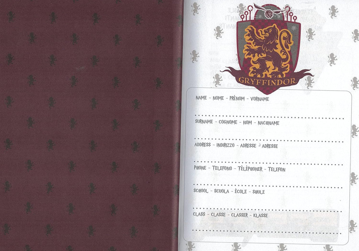 Diario Harry Potter Grifondoro Agenda Scuola Originale Wizarding World